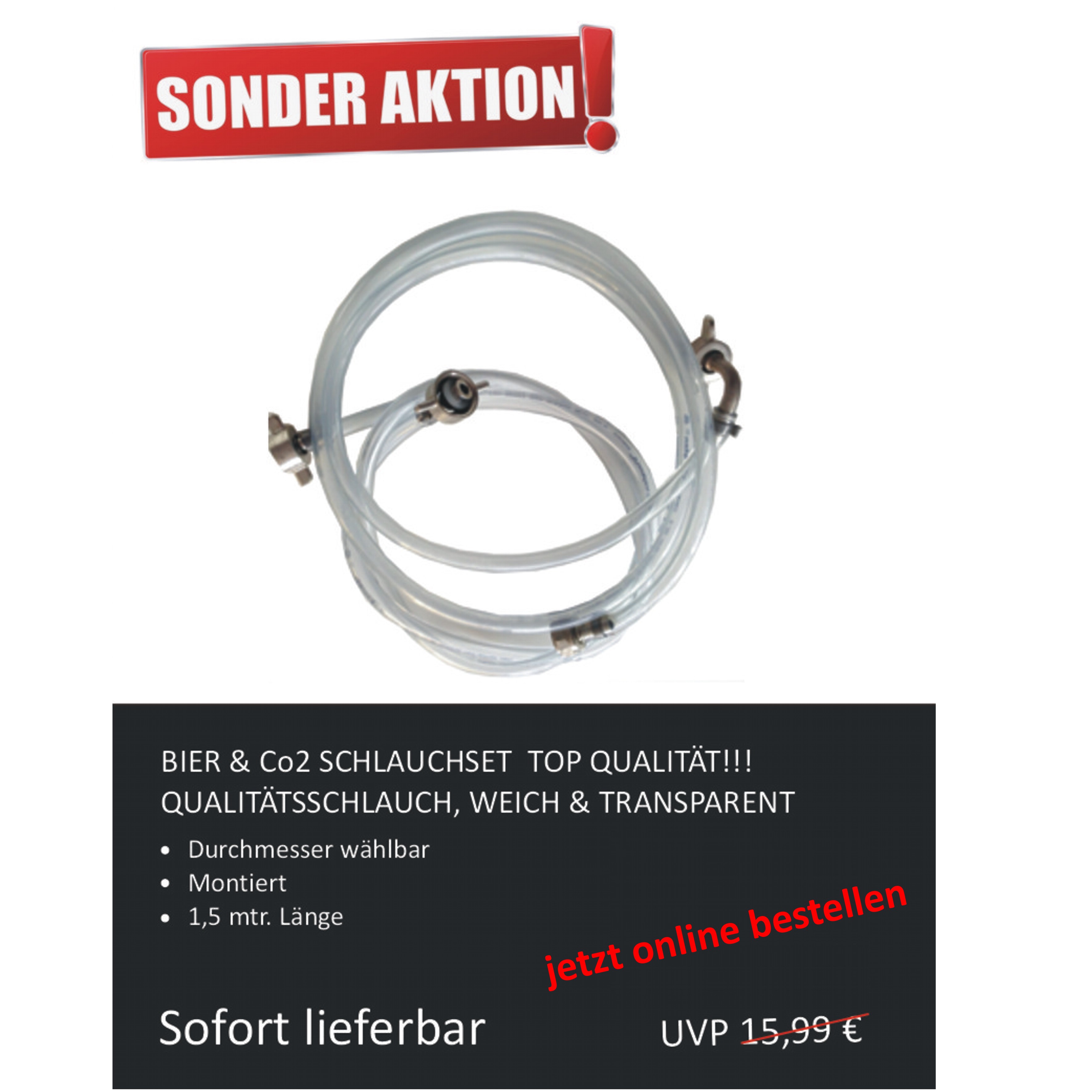 Bierleitung Co2 Leitung Set-SA06M-Bierleitung, Bierleitung für Zapfanlagen,  Bierleitung 7 mm-getraenkezapfanlagen.net